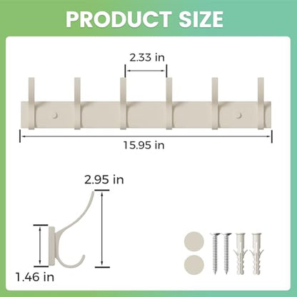 Coat Rack Wall Mount with 6 Hooks (White, 1 Pack), Heavy Duty Wall Coat Hooks for Entryway, Bedroom, Closet, Hanging Hats, Bags, Purses - color: White, size: 1 Pack