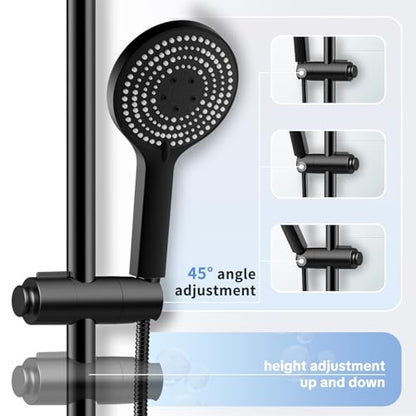 OFFO Shower Head Holder, Adjustable 0.75-1.00 in Hand Held Shower Head Holder for Slide Bar, 45 Degree Rotation Shower Sprayer Holder with Hanging Design, Matte Black - style: Matte Black with Hanging Design