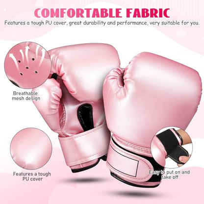 NUOBESTY Kids Boxing Gloves Pink Toddler Sparring Mitts for 3-8 Years | Soft Sponge Padding PU Punching Bag Gloves for Kickboxing, Muay Thai Training, Youth Girls Boys Practice at Home