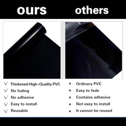 Black Aquarium Background Film, Static Cling PVC, 23.6" H × 78.7" W | Glue-Free Static Cling • Easy to Apply • No Residue • Blocks Rear Light • Makes Fish Colors Stand Out • Reusable - size: 23.6"H × 78.7"W