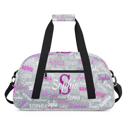 Custom Gym Bag for Girls, Overnight Bags Cheerleaders, Silver Glitters | Personalized Sport Dance Bag Travel Practice Gymnastics Duffel Bag - color: Color 18
