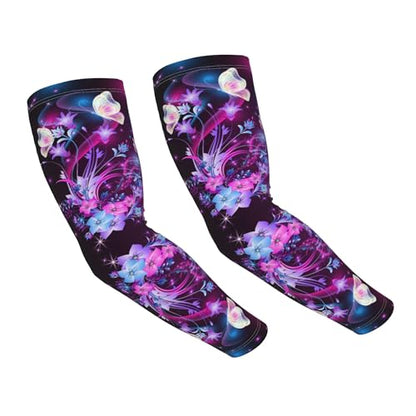 Arm Sleeves Outdoor Garden Sports Cooling Sun Sleeve for Women Men Farm - color: Purple Butterfly