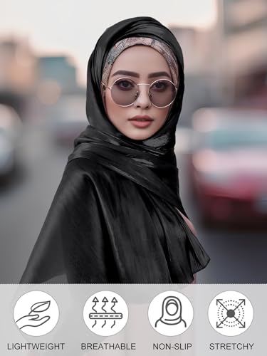 Geyoga 여성용 스카프 숄 및 랩 이브닝 드레스 패션 스카프 웨딩 신부 들러리 선물 - color: 블랙.