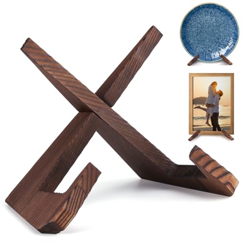 XKDOUS 16.5cm(6.5인치) 디스플레이용 플레이트 스탠드, 소박한 나무 요리책 홀더 스탠드, 주방 장식 그림 프레임 홀더 디스플레이 홀더, 책, 이젤용