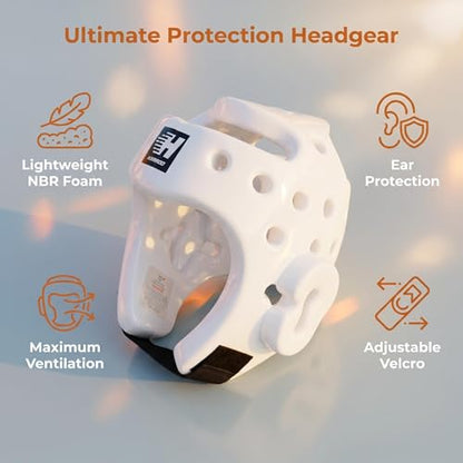 Taekwondo Sparring Head Guard, Competition Protection Headgear for Taekwondo, Karate and Martial Arts - color: white, size: Small