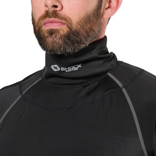 Shock Doctor Compression Shirt with Neckguard for Hockey. Long Sleeves with Integrated Neck Guard. for Adult Men - size: Medium