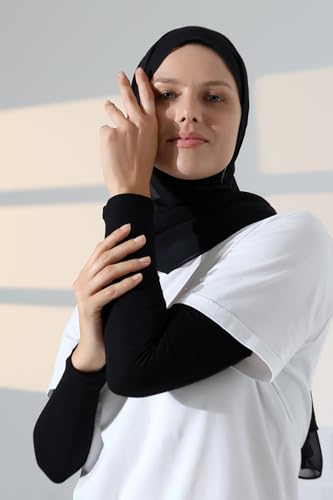 ihvan online, Hijab Sleeves for Women, Muslim Arm Sleeve for Prayer, Women's Soft Stretchy Modest Sleeves to Cover Arms - color: Black