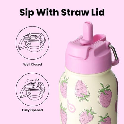 BOTTLE BOTTLE 32oz Insulated Water Bottle with Pill Box | Stainless Steel,Sport Water Bottle, with Straw Dual-use Lid and Pill Box, Design for Gym - color: Sweet Berry