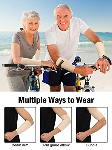 Janmercy 9 Pairs Arm Protectors for Thin Skin - color: Black, Gray, Beige
