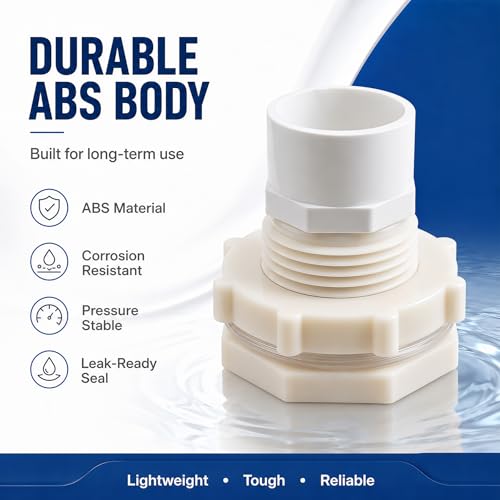 1-1/2 Inch ABS Bulkhead Fitting Water Tank Connector Adapter Fitting with Male Thread Coupling, Thru-Bulk Pipe Fitting for Rain Barrels Aquariums Ponds Industrial Plumbing - size: 1Pcs G1-1/2