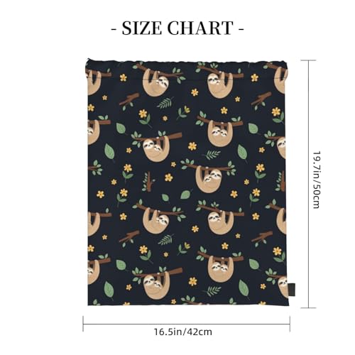 Waterproof Drawstring Backpack Cute Sloth, Cinch Sack with Zipper Pocket for Sports Equipment Storage - color: Pattern (363)