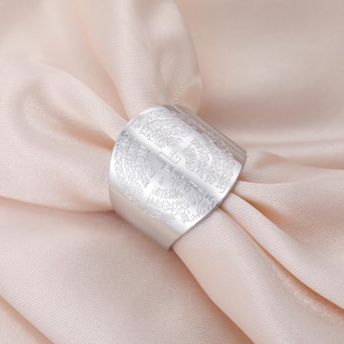 Dreamtimes Islamic Ayatul Kursi Ring for Women Men Muslim Quran Allah Rings Ayatul Kursi Arabic Calligraphy Adjustable Open Ring for Men Islam Eid Ramadan Gifts - style: Silver-2