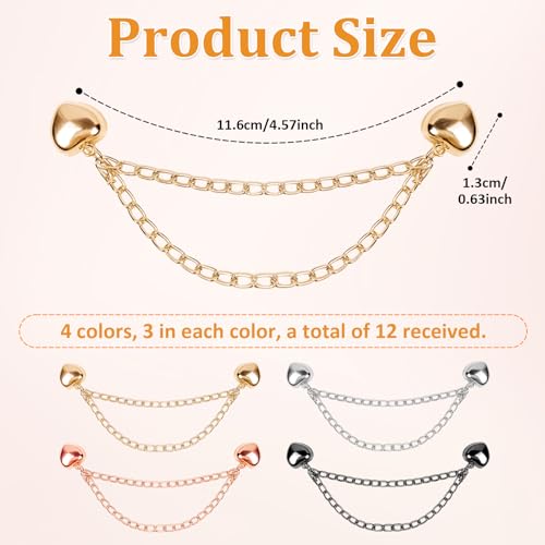 12 Pcs Magnetic Clothing Clips with Chain for Pants, Hems and Sleeves