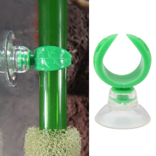 4 Pcs Green Aquarium Airline Tube Holders – Leaf Design Suction Cup Clips for 18-24mm Tubing, Adjustable Fish Tank Air Tube Clamps(L: 1.76cm) - size: L: 1.76cm