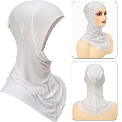 Women Slouchy Beanies Cap Soft Hijab Cap Under Scarf for Women Muslim Jersey Hijab Undercaps(1PC/2PC) - color: White