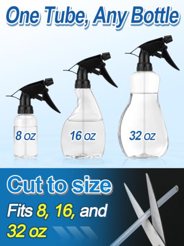 6Pcs 3 Modes Spray Bottle Nozzles Replacement Fit Standard 28/400 Neck | MADHOLLY DIY-Friendly Sprayer Tops, Mist/Stream/Off, Cuttable Tube for 8/16/32oz Bottle, for Plants, Hair, Cleaning - color: Black