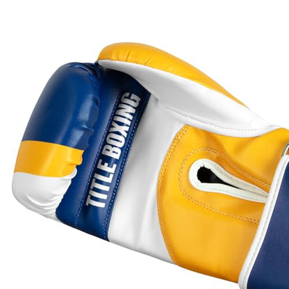 Title Boxing World Bag Boxing Gloves - color: Blue/Yellow/White, size: 16 oz
