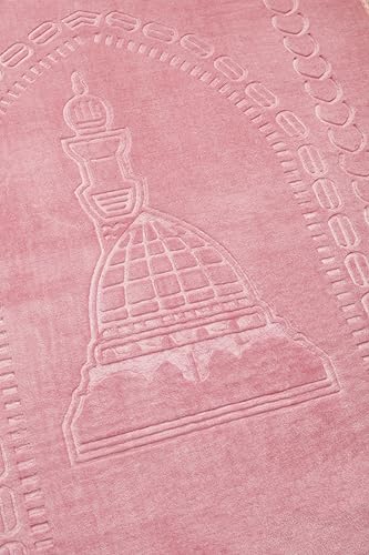 Prayer Rug Muslim Mat Islamic - Luxurious Velvet Turkish Prayer Rug Sajadah for Kids Men Women for Eid Travel Ramadan, Soft and Luxury (Pink) - color: Pink