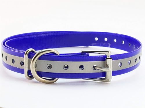 Waterproof TPU Replacement Strap for Dog Training Collar, 27.5 in - color: Blue Reflect