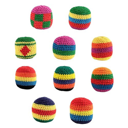 2/5/10 PCS Handmade Crochet Footbag Set for Adults – Assorted Kick & Toss Bags, Juggling Balls for Beginners, Outdoor & Party Fun - size: 10PCS