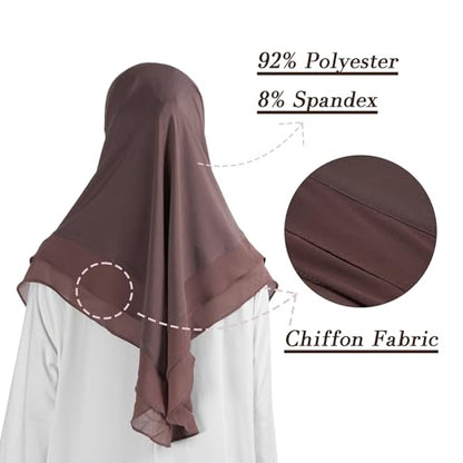 Hijab for Women Muslim Patterned Headscarf Arabian Headscarf Islamic Khimar Prayer Cloth Hijab Scarf for Women - color: Brown