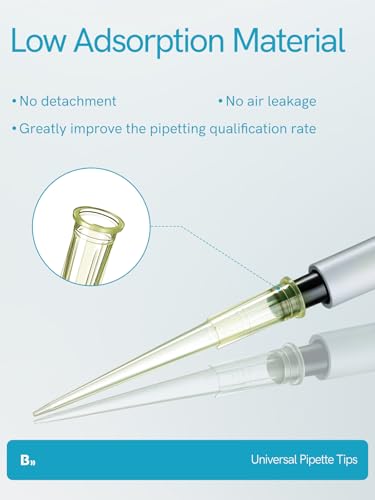 Pipette Tips 200uL 1000pcs, Universal Pipetting Tips, DNase/RNase Free and Pyrogen Free, Low Retention, Laboratory Liquid Handling, Autoclavable, Polypropylene (PP) - size: 200uL(1000PCS)