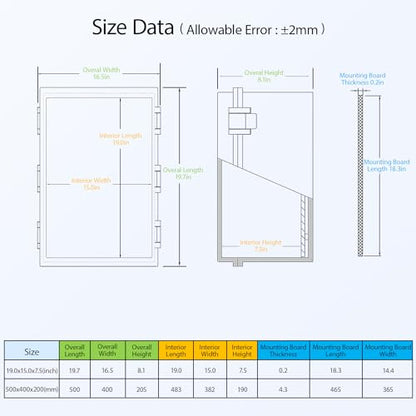 Electrical Box IP65 Waterproof ABS Plastic Enclosure Outdoor and Indoor Project Box Hinged Clear Cover with Mounting Plate Wall Brackets, Outer Dimension 19.7"x 15.7" x 7.9" - size: 19.7"x 15.7" x 7.9" (1pc)
