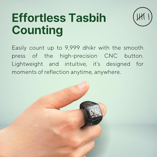 TAKVA - Zikr Ring Flex Advance | 향상된 스마트 태즈비 링(교체 가능한 사이즈), 플라스틱., 원석 없음.