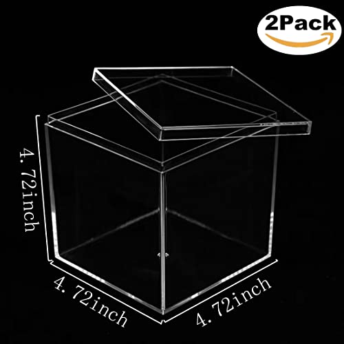 Acrylic Boxes Clear Candy Boxes with Lid Acrylic Square Cube Jewelry Storage Boxes for Birthday Wedding Party Favor - size: 4.73 x 4.73 x 4.73 Inch