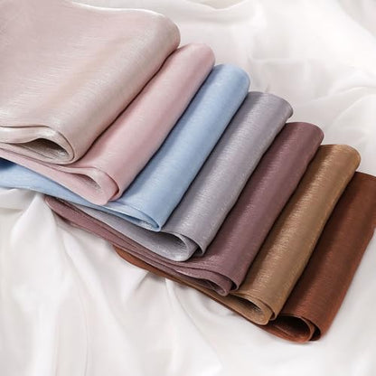 Women Premium Hijab Head Scarf Lightweight Shimmer Scarves Crepe Wedding Shawls and Wraps for Evening Dresses Shiny - color: Blue 21#