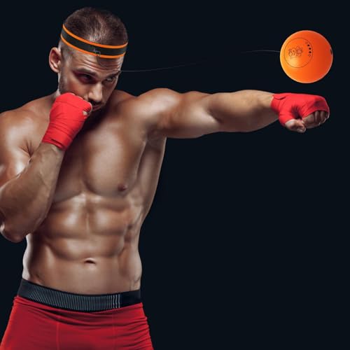 Boxing Reflex Ball Headband Multifunctional Fun Effective Hand Eye | Kids Beginners Punching Headband for Professionals Enthusiasts Beginners Amateurs Lovers Families Friends - color: Orange ball