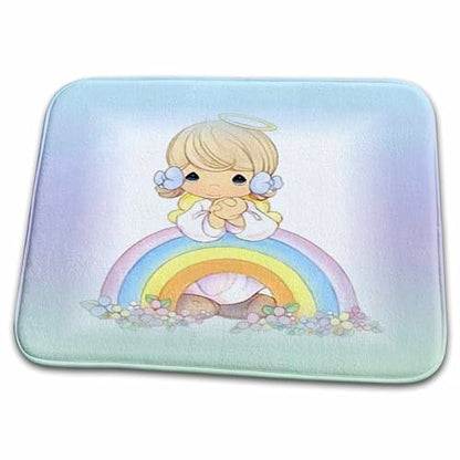 3dRose Print of Painted Angel Girl On Rainbow - Bathroom Bath Rug Mats (rug-211467-1)