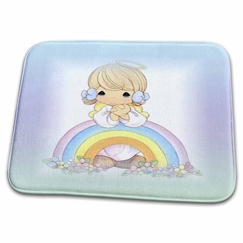 3dRose Print of Painted Angel Girl On Rainbow - Bathroom Bath Rug Mats (rug-211467-1)