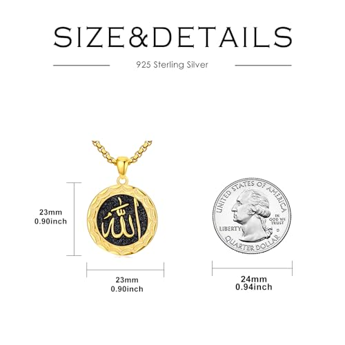 Allah Necklace for Men 925 Sterling Silver/18K Gold Plated Allah Arabic Pendant Islamic Jewelry Gifts for Men Women - style: Cubic Zircon