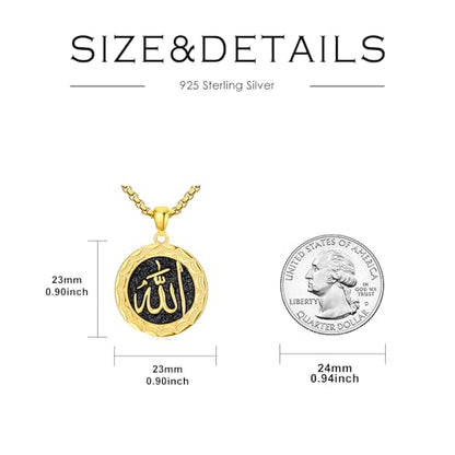 Allah Necklace for Men 925 Sterling Silver/18K Gold Plated Allah Arabic Pendant Islamic Jewelry Gifts for Men Women - style: Cubic Zircon