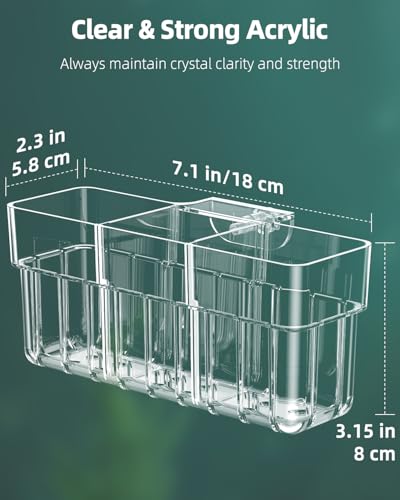 Pawfly Clear Acrylic Aquarium Plant Holder for Fish Tanks, 3 Slots Top Hanging Fish Tank Planting Holder with Hook, Adjustable Aquarium Planter Cup, Plant Pot for Water Feature Decoration - size: 1 Pcs 3 Slots