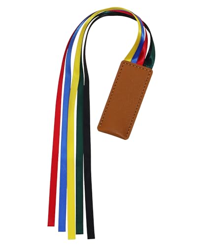 Bible Ribbon Bookmark Artificial Leather Multiple Page Marker with 5 Color Ribbons for Book Lover Reader Teacher Student Christmas Gift (Brown) - color: Brown