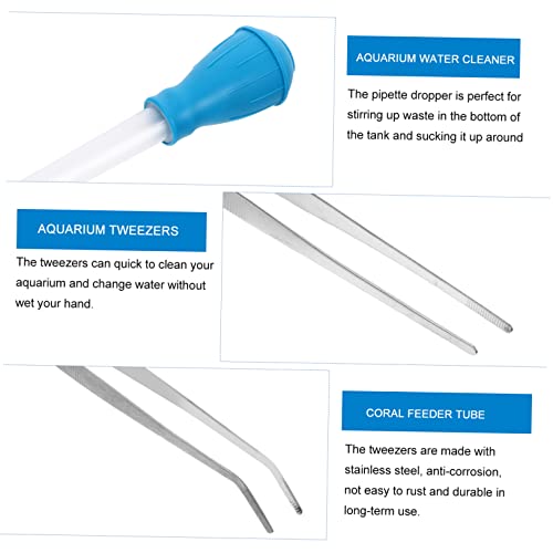 BESPORTBLE 3pcs Aquarium Cleaning Tools Stainless Steel Tweezers Pipette Dropper for Fish Tank Maintenance for Plant Care Waste Removal Lightweight Durable Design