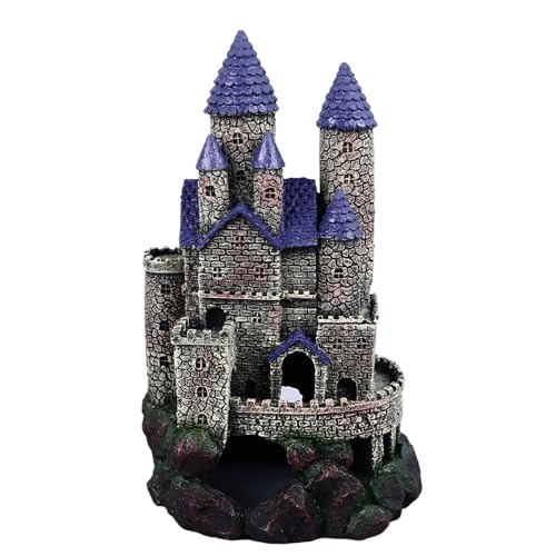 Aquarium Castle Decoration, Fish Castle Ornament, Simulated Hideout Cave with Simulation, and for Freshwater Saltwater Fish Decor