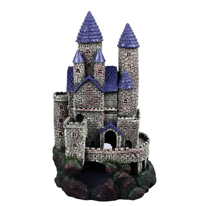 Aquarium Castle Decoration, Resin Aquarium Castle Decoration, Simulated Resin Hideout Cave Fish Tank House Ornament for Freshwater Saltwater