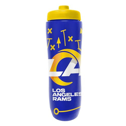 Party Animal NFL Football Squeeze Bottle, 32 oz BPA-Free Sports Water Bottle with Quick Flow for Kids & Adults, LA Rams - color: Los Angeles Rams