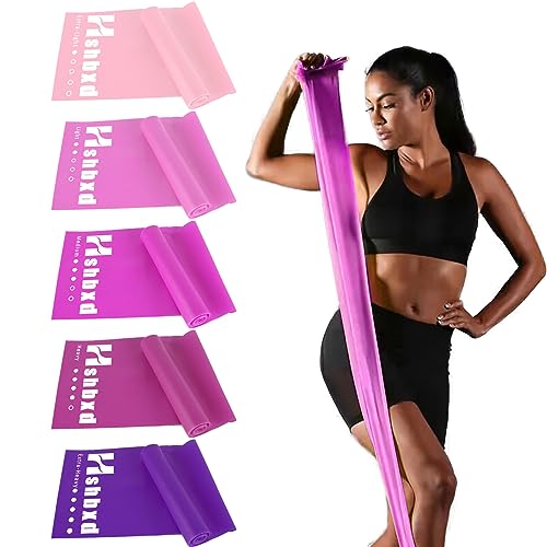 Resistance Bands Set for Physical Therapy, Rehab, Yoga and Pilates | Latex-Free elastic exercise bands suitable for rehab, yoga, Pilates, gym workouts, stretching, and home exercise - color: Gradient Pink 5-80lbs