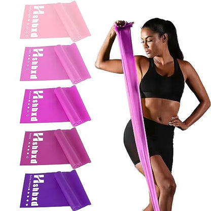 Resistance Bands Set for Physical Therapy, Rehab, Yoga and Pilates | Latex-Free elastic exercise bands suitable for rehab, yoga, Pilates, gym workouts, stretching, and home exercise - color: Gradient Pink 5-80lbs