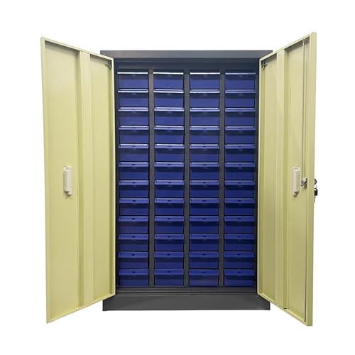 48 Drawer Parts Cabinet with Doors Storage Garage Organizer Steel ABS Material for Parts Storage Drawer Size 8.4 * 4.5 * 2.6 Inch