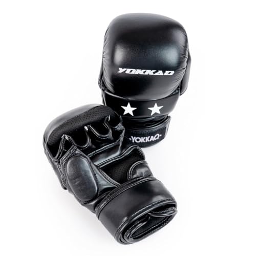YOKKAO MMA Gloves - Ground Pro and Sparring | Layered Foam Padding | Produced at YOKKAO Factory, Thailand | Grappling, Striking, Ground-and-Pound | S/M-L/XL - color: Black MMA Sparring, size: Large-X-Large