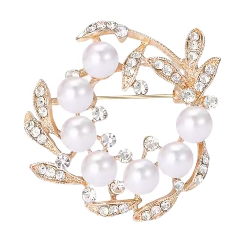 Chic Pearl Crystal Brooch Pins for Women Girls Fashion Shawl Pin Corsage Brooch Party Ceremony Accessories Dance Banquet Pins - color: LWA0007-5