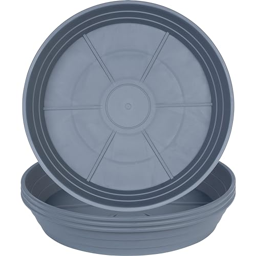 Plant Saucer 8 Inch 4 Pack 6 8 10 12 14 16 18 20 25, Plastic Plant Trays for Pots，Extra-Deep Plant Water Dray Tray, Bird Bath Bowl, Heavy Flower Plant saucers Indoors and Outdoor No Holes 8in-4 grey - color: Gray, size: 8in(4 Pack)