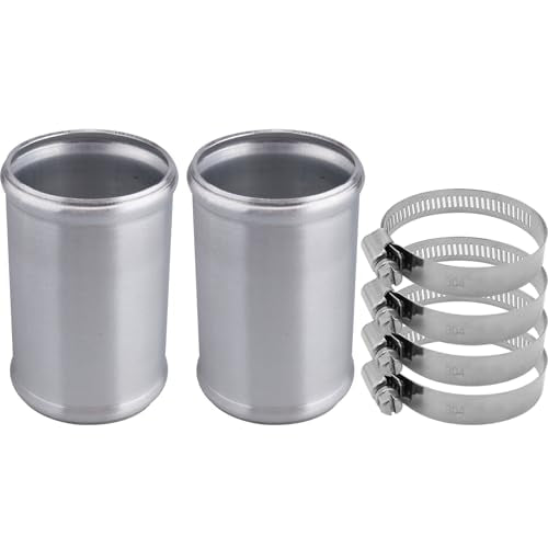 AC PERFORMANCE 2.75" (70mm) OD Aluminum Alloy Hose Joiner Silicone Pipe Connector Bead, 4" Length with 304 SS Clamps, Pack of 2 - size: 2.75" (70mm) - 2PCS