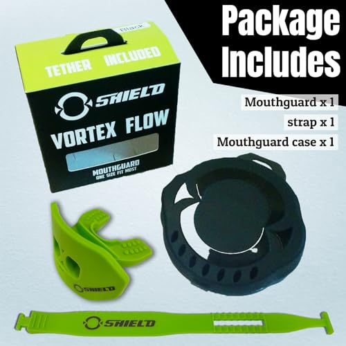 O Shield Core Football Mouth Guard, Detachable Strap | Football Mouth Guard with Detachable Strap — No-Boil Ready Fit, BPA-Free, Brace-Friendly, Includes Carrying Case - color: Slime Green