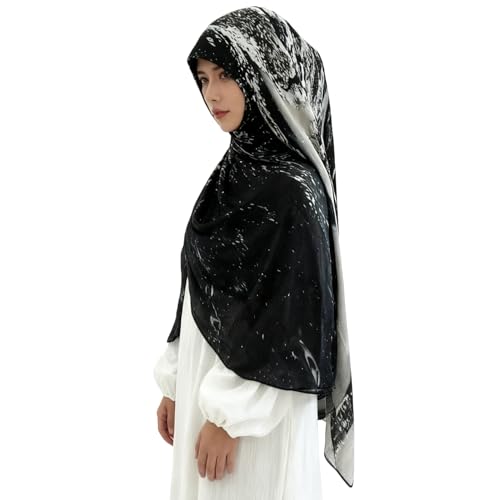 ZGMYC Watercolour Floral Printed Hijab Scarf for Women Soft Modal Cotton Instant Hijab Head Wraps Shawls Long Scarves - color: Color 32